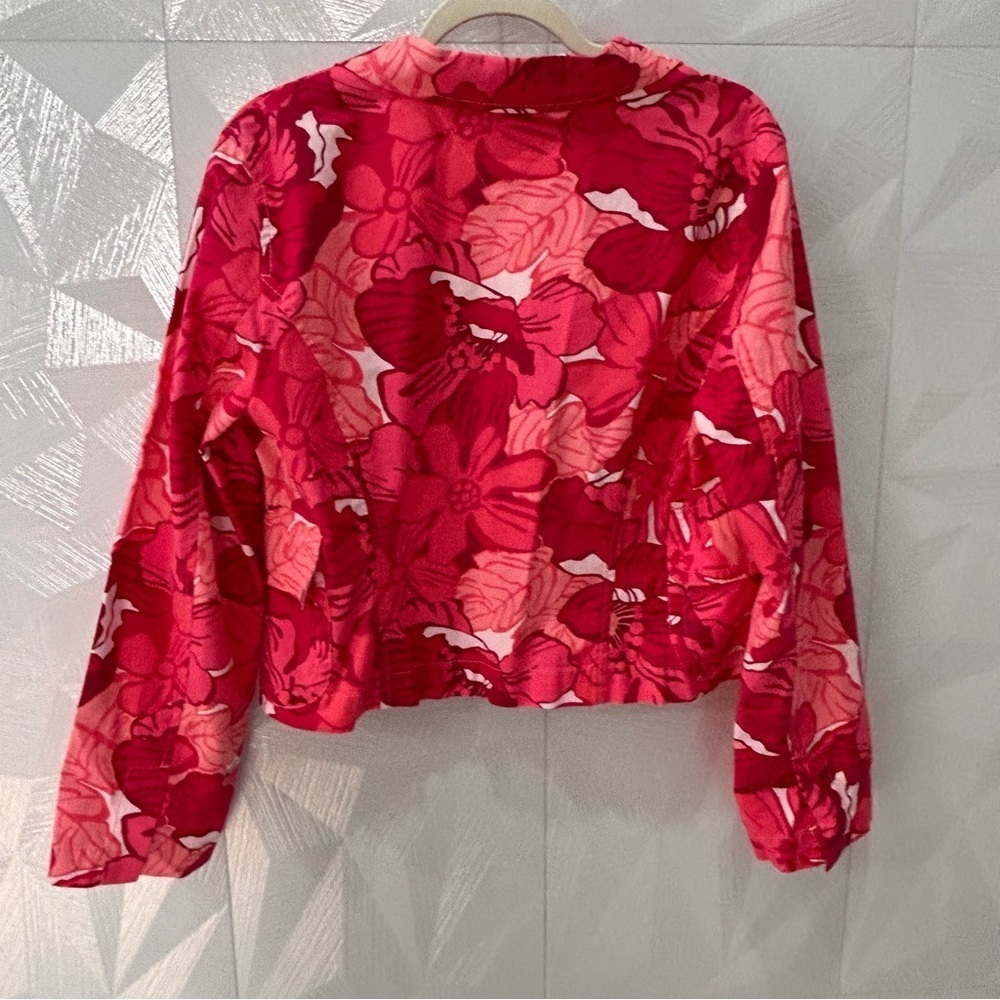 Tommy Hilfiger Womens Pink Floral Cotton Blazer/Jacket 3 Buttons Stretch Pockets - Picture 5 of 7